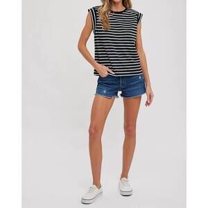 NEW BLUIVY everyday chic stripe tee in black